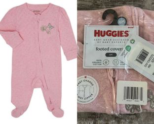 New Huggies Baby Girl Butterfly Organic Cotton Sleep and Play - Girl's - 6 Months