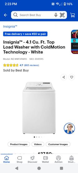 Insignia 4.1 cu ft Smart  Washer New