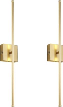 New 24.4” Hardwired LED Wall Sconces Set of Two, 3000K Warm White Dimmable 350° Rotation Gold