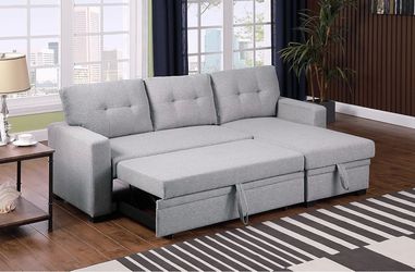 L-Shape Reversible Linen Fabric Sleeper