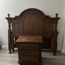 Bed frame with two night stands