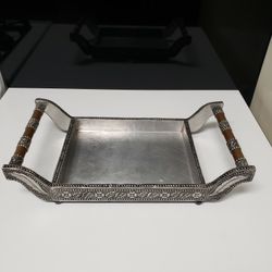14.75" Tin Wrapped Handled Vanity Tray