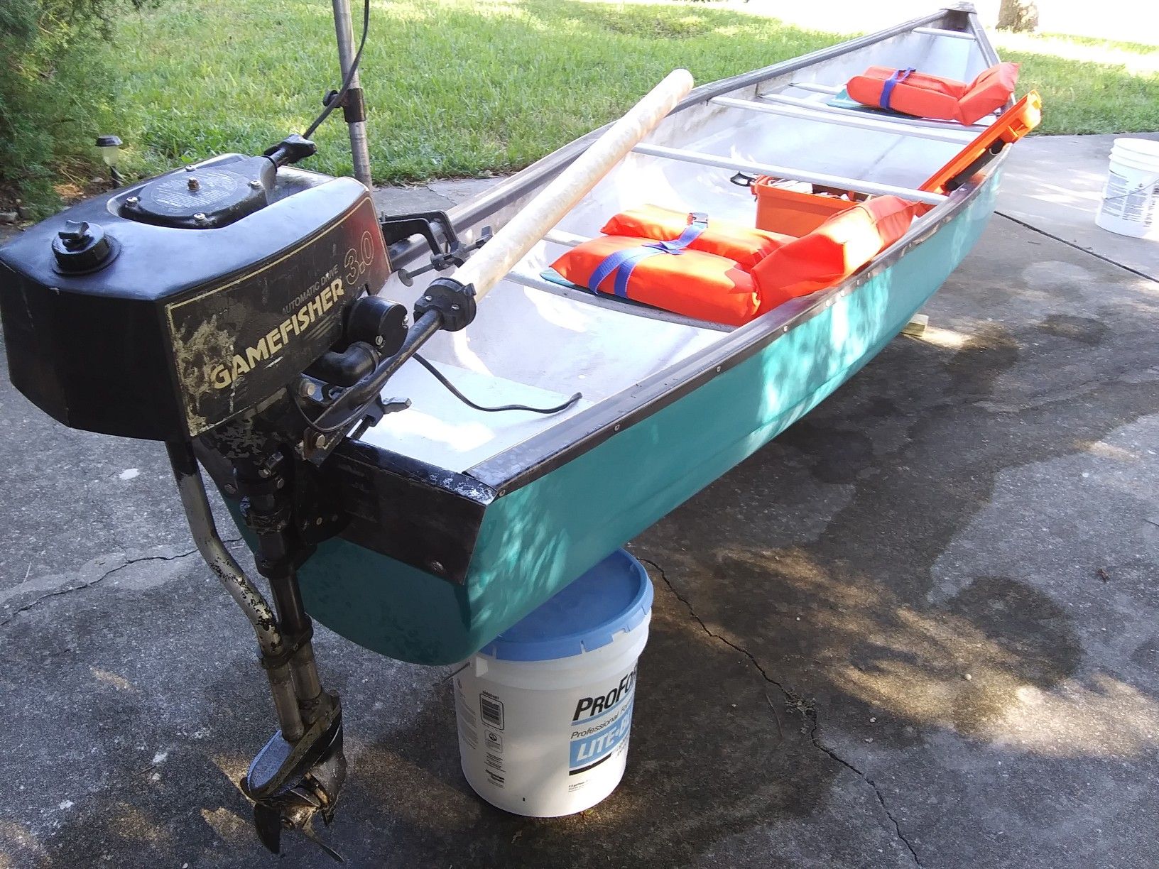 Canoe with 3 hp outboard