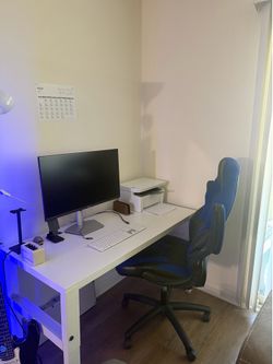Ikea white study table with chair