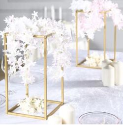 Flower stand, Wood base stand, Geometric Centerpiece Vase Centerpiece