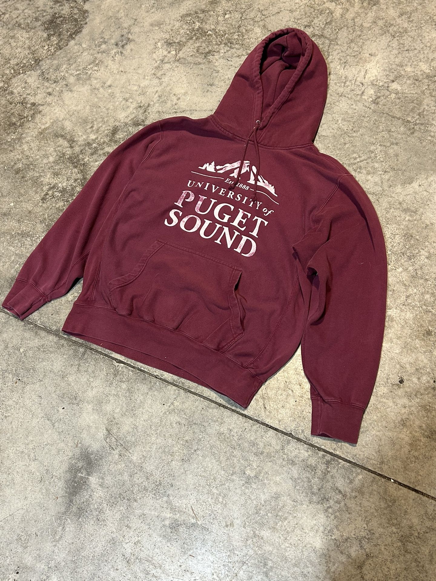 Vintage University Of Puget Sound Burgundy Hoodie