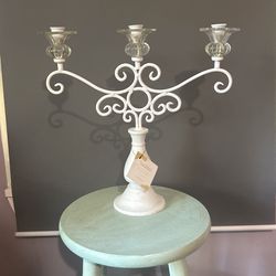 Iron and glass Triple candle holder, candelabra