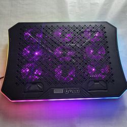 KeiBn Laptop Cooling Pad - 9 Quiet RGB Fans, Adjustable Stand, Purple