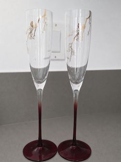 Champagne Crystal Flutes glasses Pair