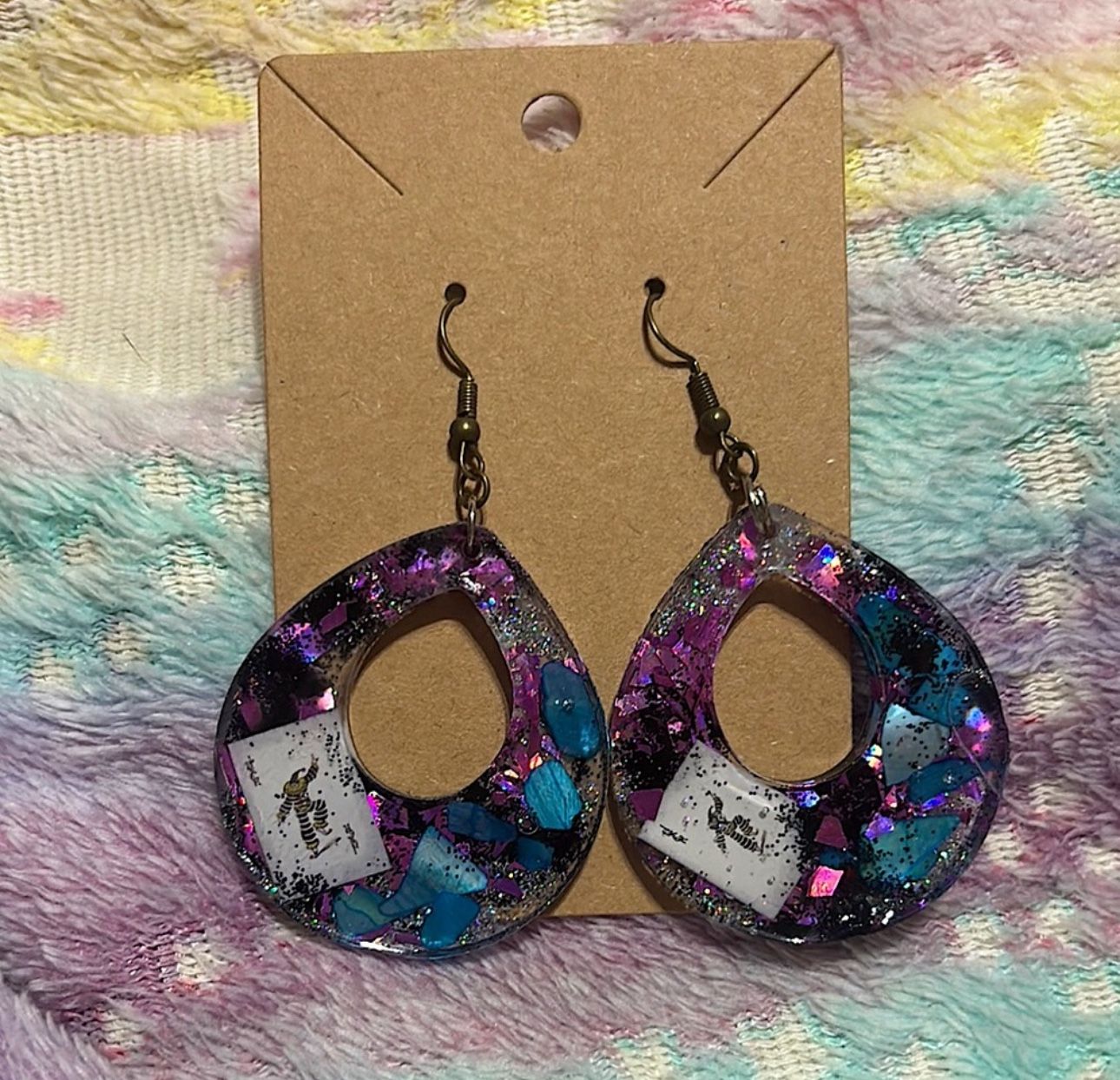 Pink and Blue Joker Card Earrings