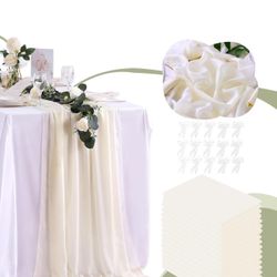 10ft Ivory Chiffon Table Runners/ Event Decor 10 Pieces NEW