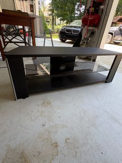 Black 3-Tier TV Stand with Glass Shelf