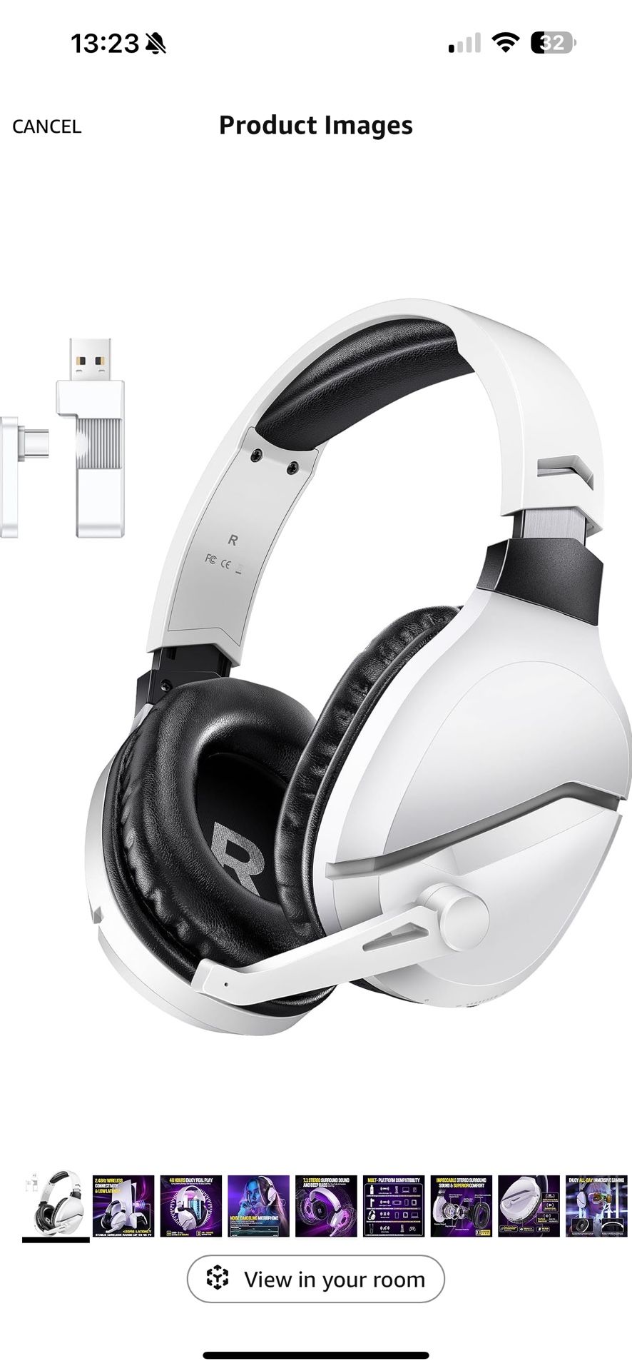 Wireless Gaming Headset with Noise Canceling Microphone for PS5, PC, PS4, 2.4G/Bluetooth Gaming Headphones with USB and Type-c Connector, Wired Mode f