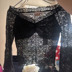 Black Long Sleeve Lace Top 