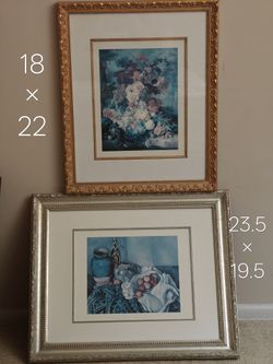 Moving sale!Set of two Art Prints with carved picture frame
