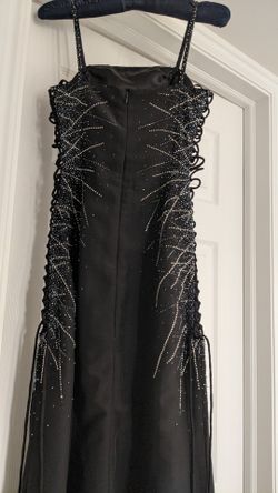 Black Beaded Winter formal prom dress