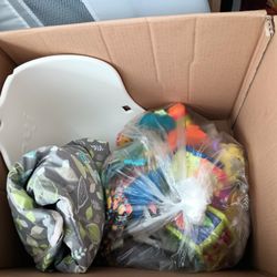 Box Of Baby Toys,Infant Bath Tub And Grocery Cart Liner