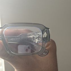 Grey Chrome Heart Glasses 