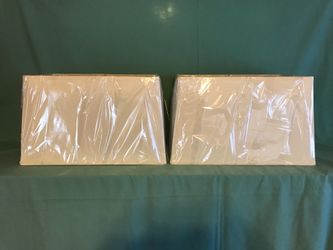PAIR OF NEW TAPERED RECTANGLE LAMP SHADES.