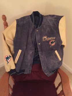 Miami Dolphins leather bomber jacket 2X