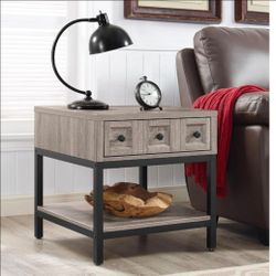 Ameriwood Home Barrett Modern Industrial End Table / Nightstand with Drawer