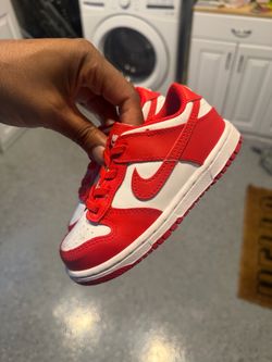 SIZE 9.5!!! Nike Dunk Low Toddler Sneaker Red White