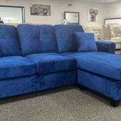 New 🍷$20 Down Payment Finance 🚚Monty Navy Reversible Sofa Chaise