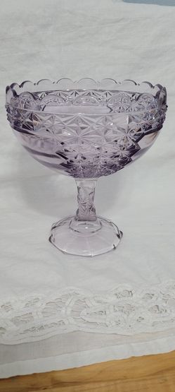Rare Antique VINTAGE Amathyst Footed Compote Dish