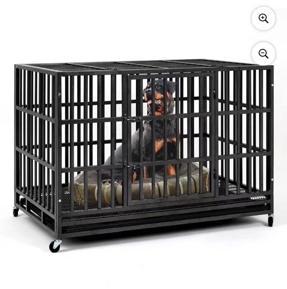 TIME RAY Heavy Duty 48 Inch Dog Crate, Indestructible High Anxiety Indoor/Outdoor Cage with Wheels a $150