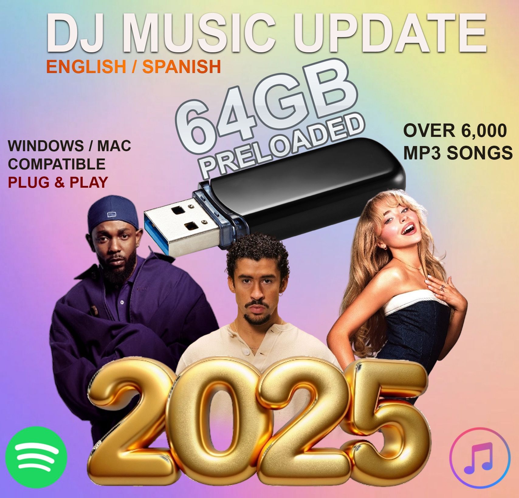 DJ Music 2025 - 64GB - Música Para DJ’s - MP3 - DJ Equipment