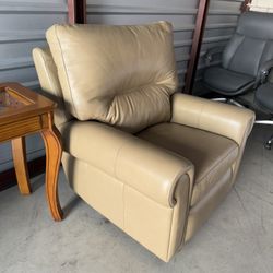Beige Leather Recliner Chair 