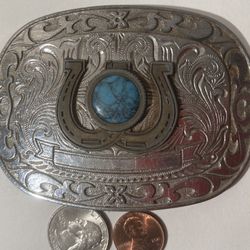 Vintage Belt Buckle Hot shoe And Turquoise 
