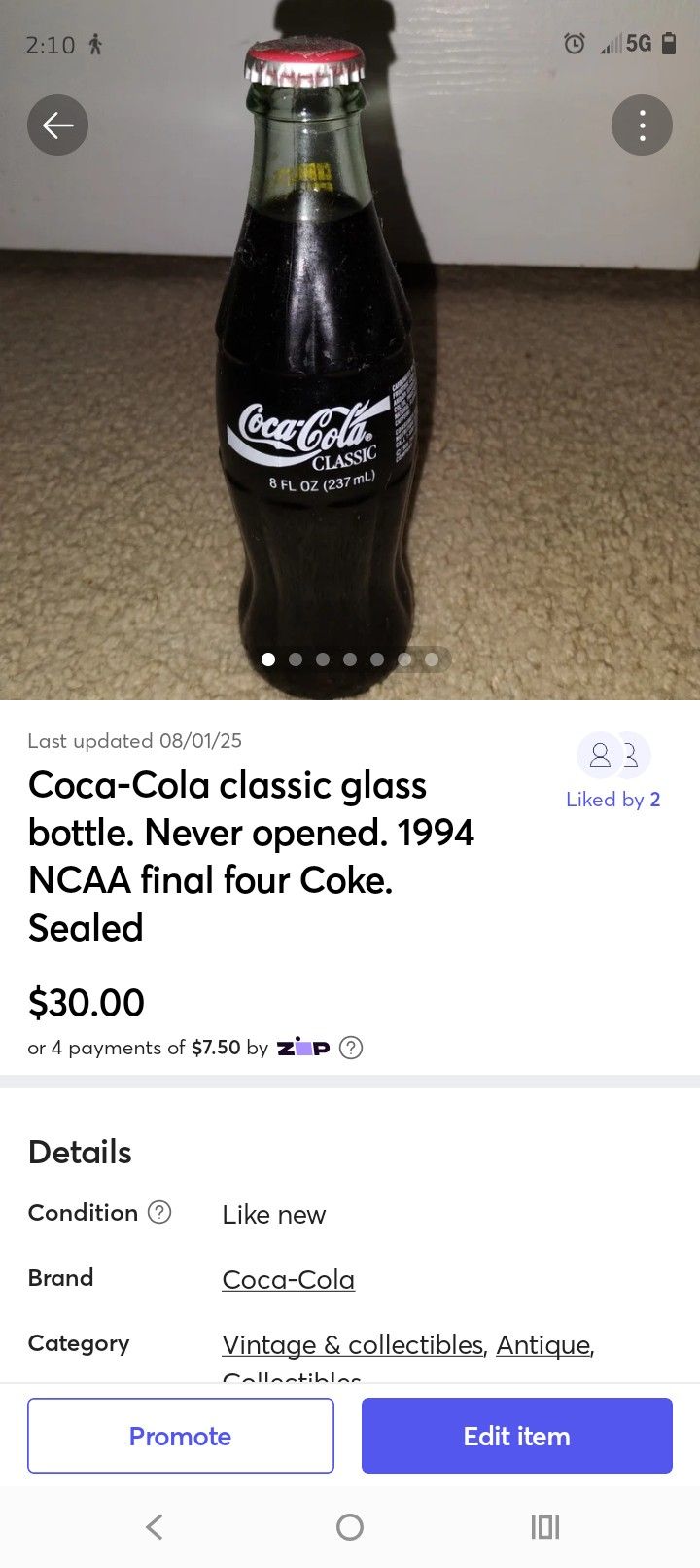 Coca Cola Classic 1995 NCAA Final Four Memorabilia Full Bottle Un Opened. Great Shape