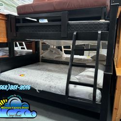 Twin Full Black Bunk Bed With Mattresses Colchones Nuevos 