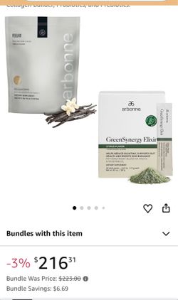 Arbonne Feelfit Pea Protein Shake - Daily Supplement Powder Vanilla + GreenSynergy Elixir – Citrus-Flavored Greens Powder with 13 Digestive Enzymes, V