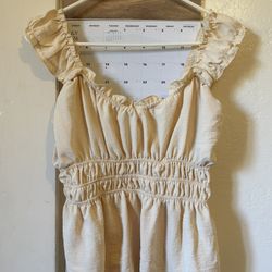 XL Cream Ruffle Smocked Top
