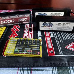 3 Lipo Batteries, charging bag, program card. All included
