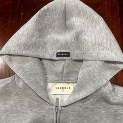 YoungLA Heather Grey Athletic Zip Up Hoodie