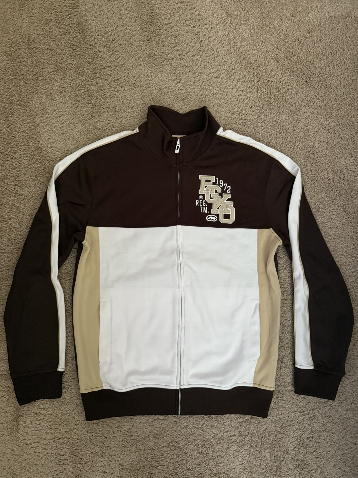 ECKO UNLTD Full Zip / Track Jacket / Dark Brown / Tan / White / Men’s size M