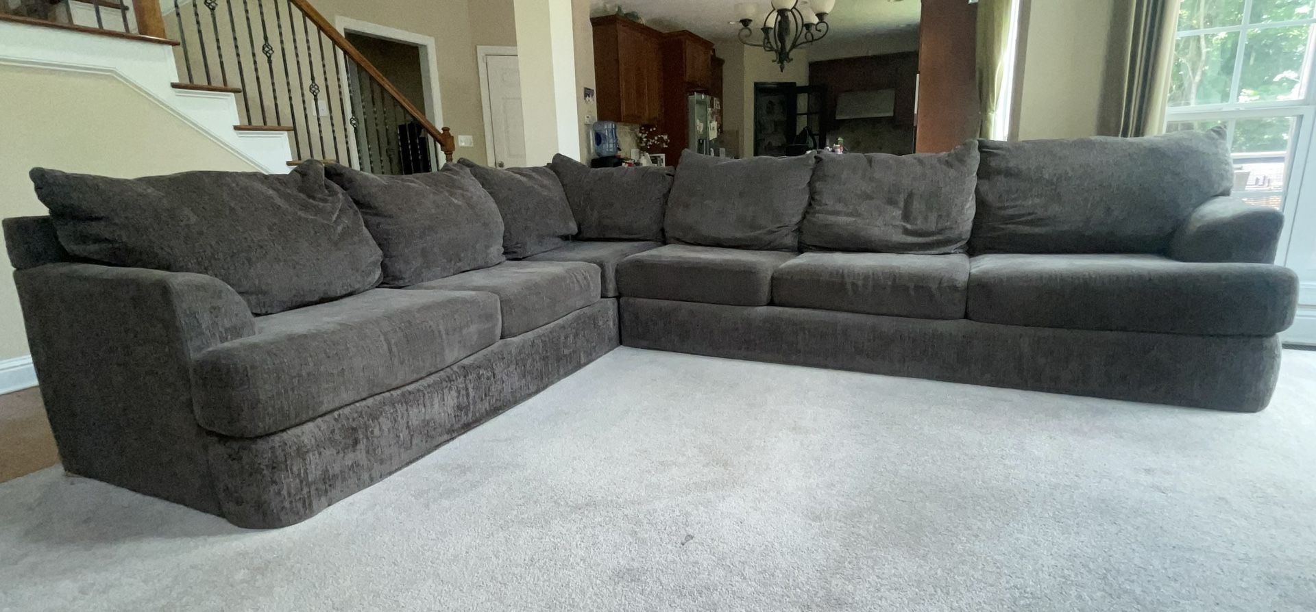 Charcoal Gray L-Shaped Sectional Couch โ Deep Seats, Plush & Comfy!