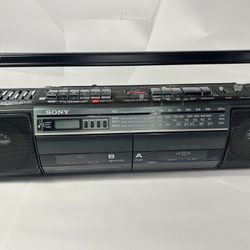 Sony CFS-W401S Boombox AM/FM SW1 SW2 Dual Cassette 5-Band EQ Auto Reverse Works