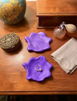 Ditto Trinket Tray, Ring Holder, Pokémon Jewelry Dish. Hand Crafted from Clay.