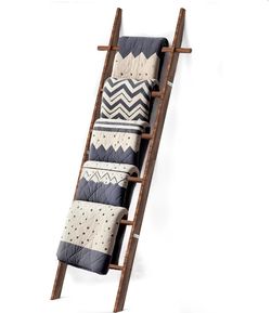 6-Tier Rustic Blanket Rack Decorative Stand, Leaning Towel Quilt Rack Holder