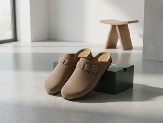 KHOMBU “Damian” Men’s Taupe Suede Mules (Size 9).