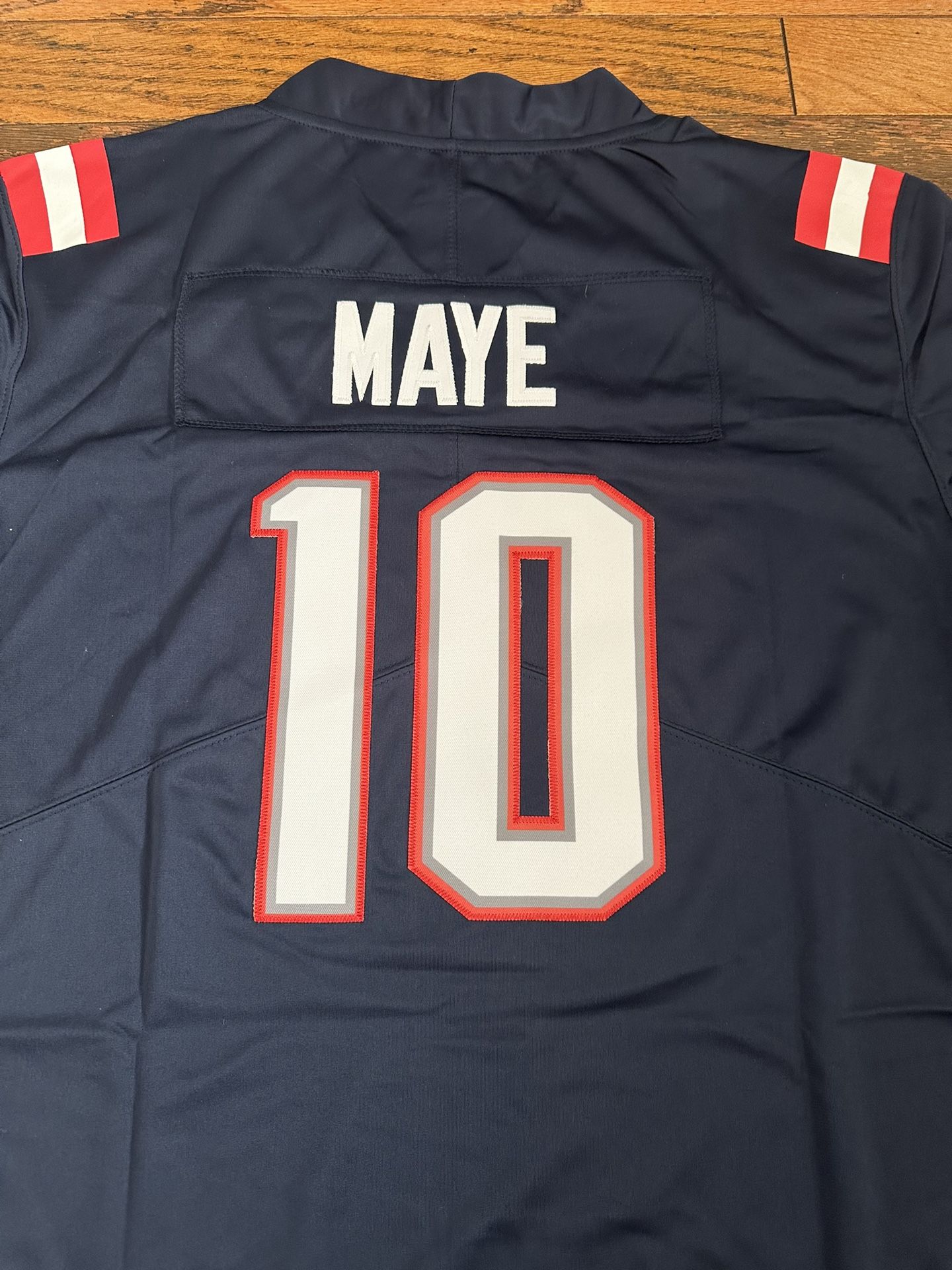 Patriots Drake Maye #10 navy jersey Super Bowl Not Brady