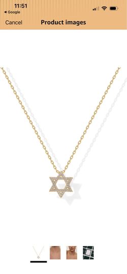 NEW Pavoi Star of David Jewish yellow gold cubic zirconia necklace jewelry.