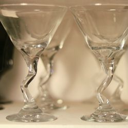 6 Libbey Mid Century Martini Glasses Crooked Stem