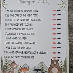 Mommy Or Daddy Woodland Baby Shower Game