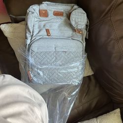 Good Mama Grey Backpack With Quality Pockets 