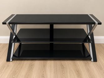 Modern Black Glass Entertainment Center / TV Stand